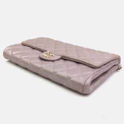 Chanel Iridescent Pink Leather Classic Clutch On Chain 