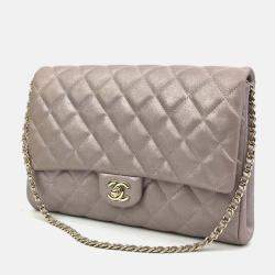 Chanel Iridescent Pink Leather Classic Clutch On Chain 