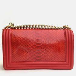 Chanel Red Patent Leather Medium Boy Shoulder Bag