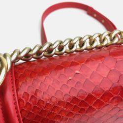 Chanel Red Patent Leather Medium Boy Shoulder Bag