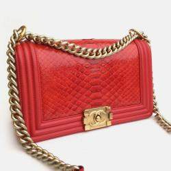 Chanel Red Patent Leather Medium Boy Shoulder Bag