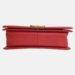 Chanel Red Patent Leather Medium Boy Shoulder Bag