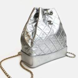 Chanel Silver Leather Gabrielle Backpacks