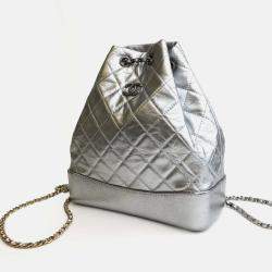 Chanel Silver Leather Gabrielle Backpacks