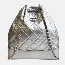 Chanel Silver Leather Gabrielle Backpacks