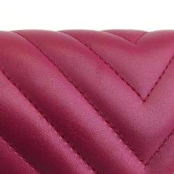 Chanel Dark Pink Leather Small Classic Double Flap Shoulder Bags