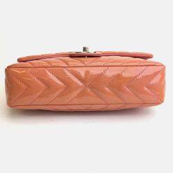 Chanel Peach Patent Leather Flap Shoulder Bag