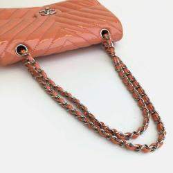 Chanel Peach Patent Leather Flap Shoulder Bag