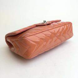 Chanel Peach Patent Leather Flap Shoulder Bag