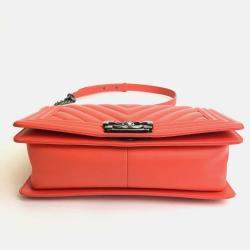 Chanel Orange Leather Medium Boy Shoulder Bag