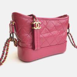 Chanel Pink Leather Small Gabrielle Shoulder Bags