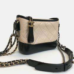 Chanel Beige/Black Leather Small Gabrielle Shoulder Bag