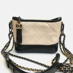 Chanel Beige/Black Leather Small Gabrielle Shoulder Bag