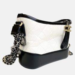 Chanel White/Black  Leather Small Gabrielle Shoulder Bags