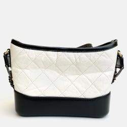 Chanel White/Black  Leather Small Gabrielle Shoulder Bags