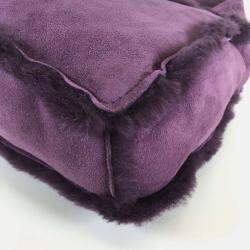 Chanel 2000s Purple Shearling and Suede Mini Logo Bag