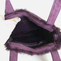 Chanel 2000s Purple Shearling and Suede Mini Logo Bag