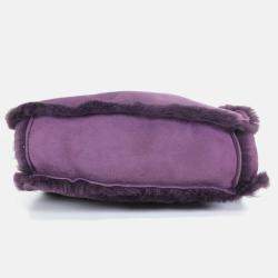 Chanel 2000s Purple Shearling and Suede Mini Logo Bag