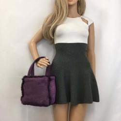 Chanel 2000s Purple Shearling and Suede Mini Logo Bag