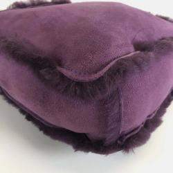 Chanel 2000s Purple Shearling and Suede Mini Logo Bag