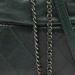 Pre Owned Chanel Green Quilted Leather Small Gabrielle Bucket Bag
