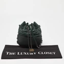 Pre Owned Chanel Green Quilted Leather Small Gabrielle Bucket Bag