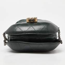 Pre Owned Chanel Green Quilted Leather Small Gabrielle Bucket Bag
