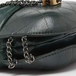 Pre Owned Chanel Green Quilted Leather Small Gabrielle Bucket Bag