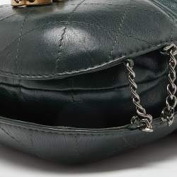 Pre Owned Chanel Green Quilted Leather Small Gabrielle Bucket Bag