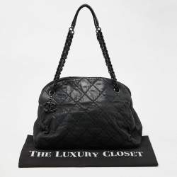 Chanel Black Quilted Shimmer Leather Medium Just Mademoiselle Bowler Bag