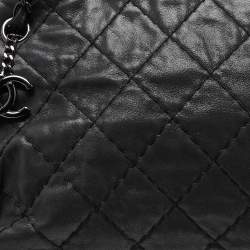 Chanel Black Quilted Shimmer Leather Medium Just Mademoiselle Bowler Bag