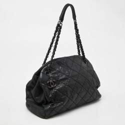 Chanel Black Quilted Shimmer Leather Medium Just Mademoiselle Bowler Bag