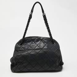 Chanel Black Quilted Shimmer Leather Medium Just Mademoiselle Bowler Bag