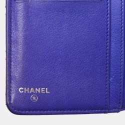 Chanel Blue Wild Stitch Quilted Leather CC French Wallet