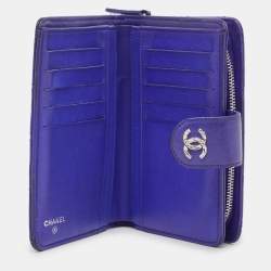 Chanel Blue Wild Stitch Quilted Leather CC French Wallet