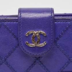 Chanel Blue Wild Stitch Quilted Leather CC French Wallet