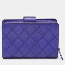 Chanel Blue Wild Stitch Quilted Leather CC French Wallet