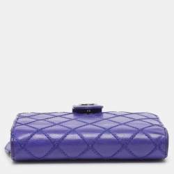 Chanel Blue Wild Stitch Quilted Leather CC French Wallet