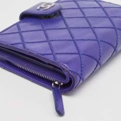 Chanel Blue Wild Stitch Quilted Leather CC French Wallet