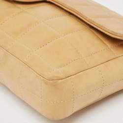 Pre Owned Chanel Beige Chocolate Bar Leather East-West Flap Bag