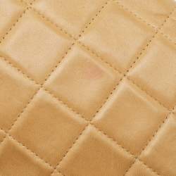 Pre Owned Chanel Beige Chocolate Bar Leather East-West Flap Bag