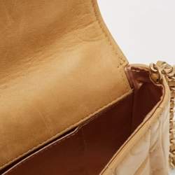 Pre Owned Chanel Beige Chocolate Bar Leather East-West Flap Bag