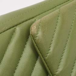 Chanel Olive Green Chevron Leather Mini Classic Flap Bag