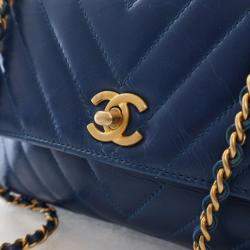 Chanel Blue Leather Small Coco Handle Top Handle Bags