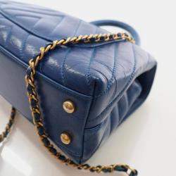 Chanel Blue Leather Small Coco Handle Top Handle Bags