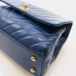 Chanel Blue Leather Small Coco Handle Top Handle Bags