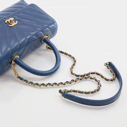 Chanel Blue Leather Small Coco Handle Top Handle Bags