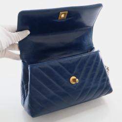 Chanel Blue Leather Small Coco Handle Top Handle Bags