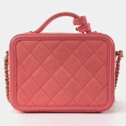 Chanel Peach Leather Small Filigree Shoulder Bags