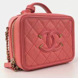 Chanel Peach Leather Small Filigree Shoulder Bags